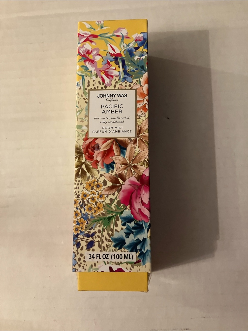 Johnny Was Pacific Amber Room Mist — Yellow Floral Packaging